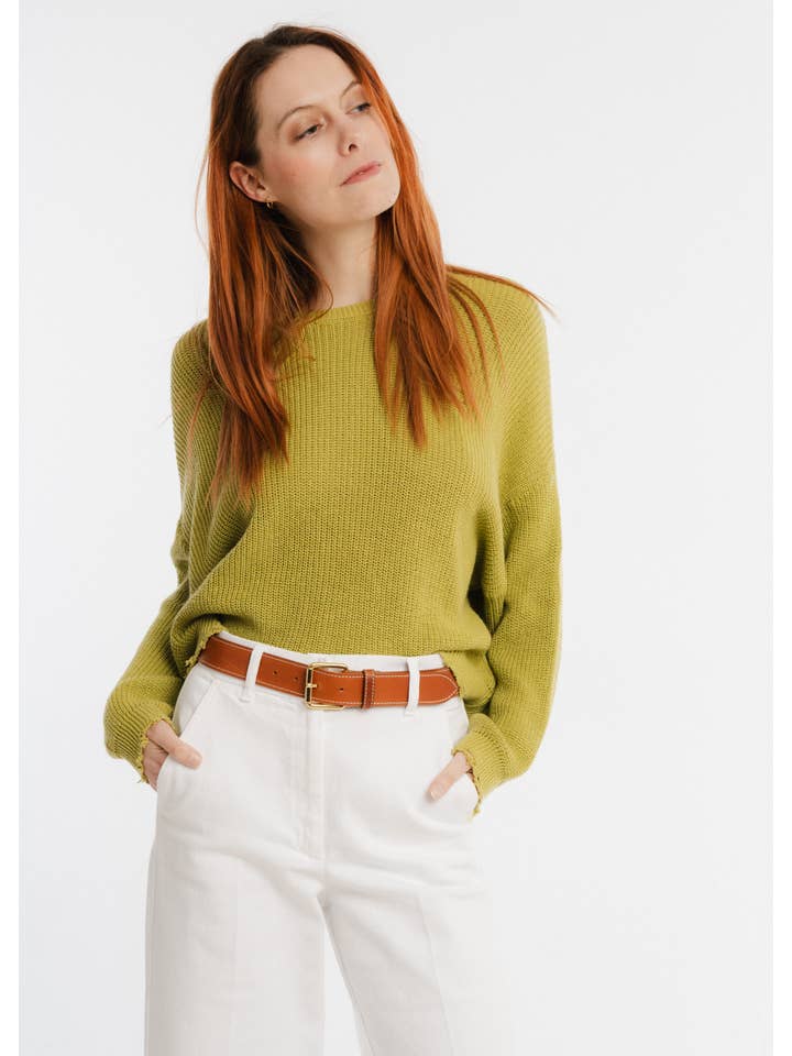 JULIA PARIS – wholesale Pullovertröja - Dam – Långärmad bomullströja med små fransar2