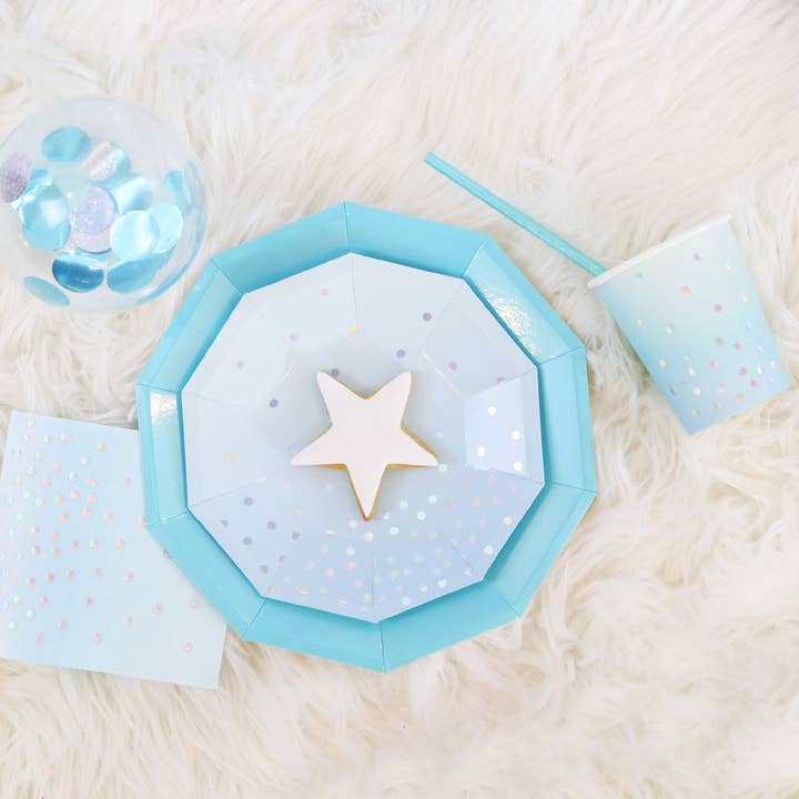 Illume Partyware - Wholesale Disposable plate - Blue Foil Large Plate - Pack of 10 - 9” (23cm) diameter1