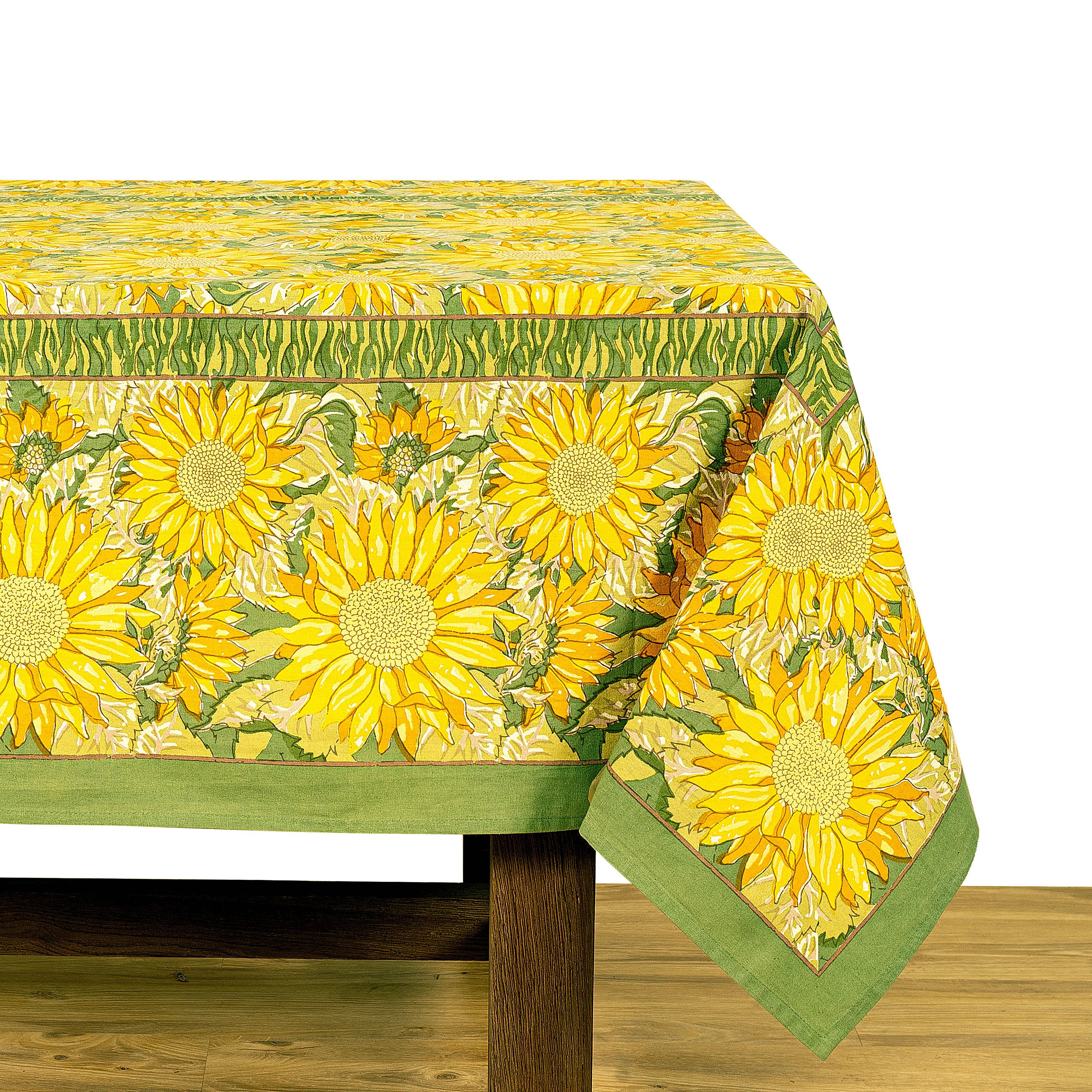 Couleur Nature - Wholesale Tablecloth - Sunflower Yellow& Green | French Tablecloths1