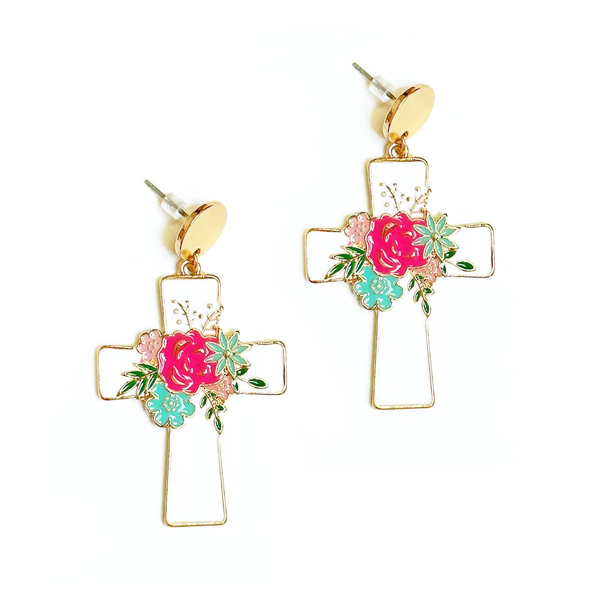 Viv&Lou - Wholesale Dangle Earrings - Let Your Light Shine Cross Earrings0