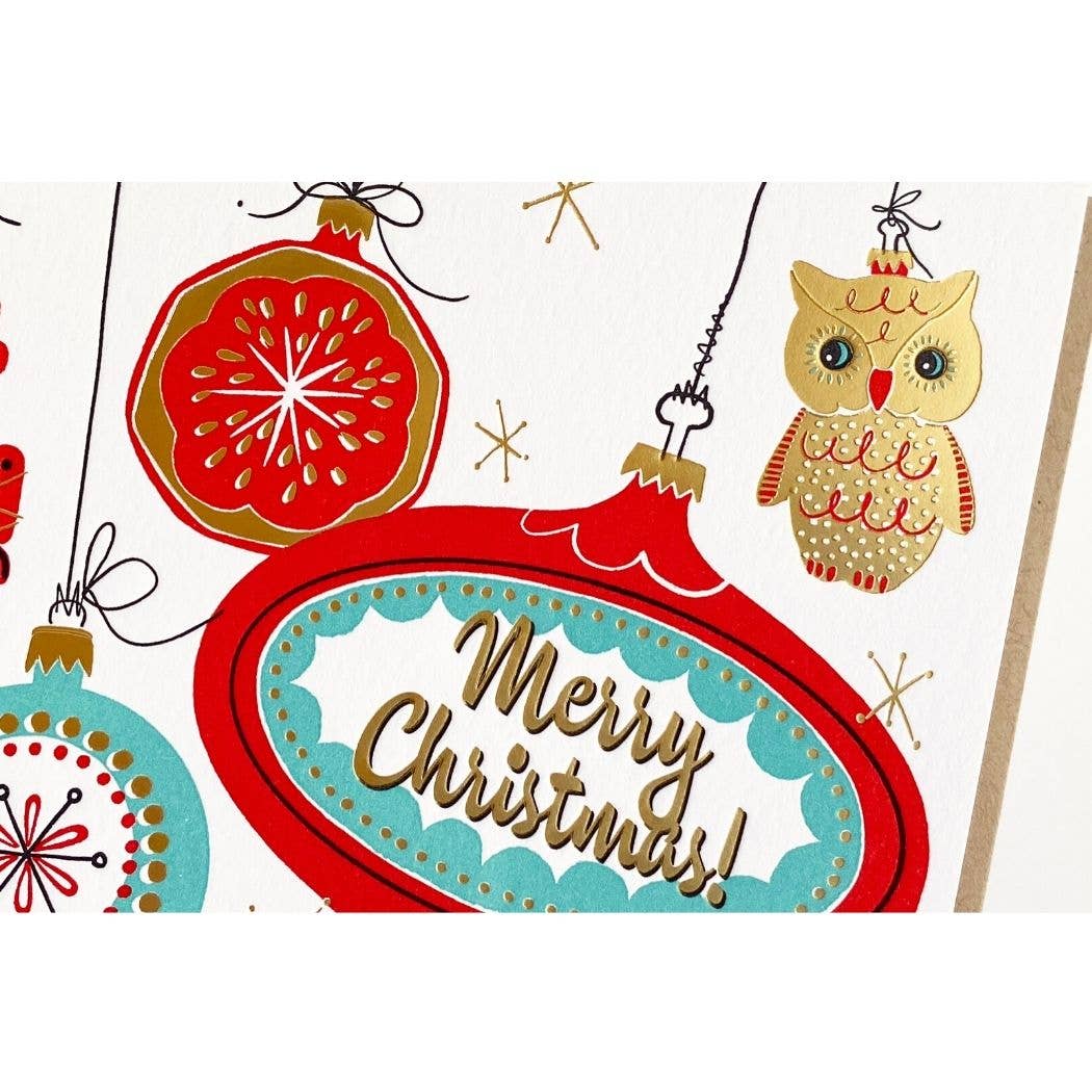 Porchlight Press Letterpress – Engroshandel Julekort – Vintage ferie retro ornamenter kort2