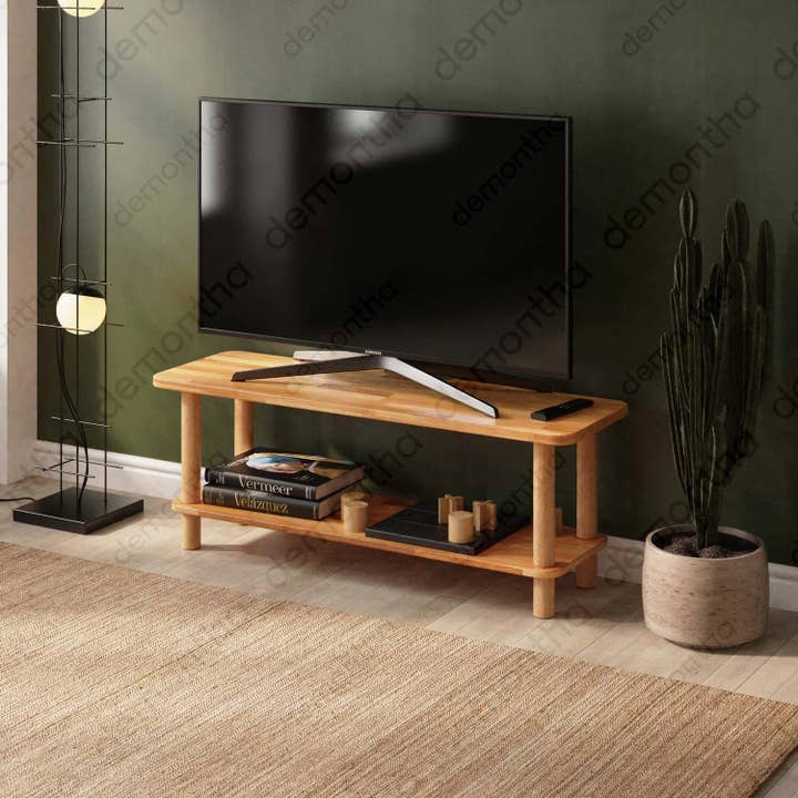 Venice Solid Wood Minimalist TV Stand – 2-Tier Media Console for wholesale by Tomruque