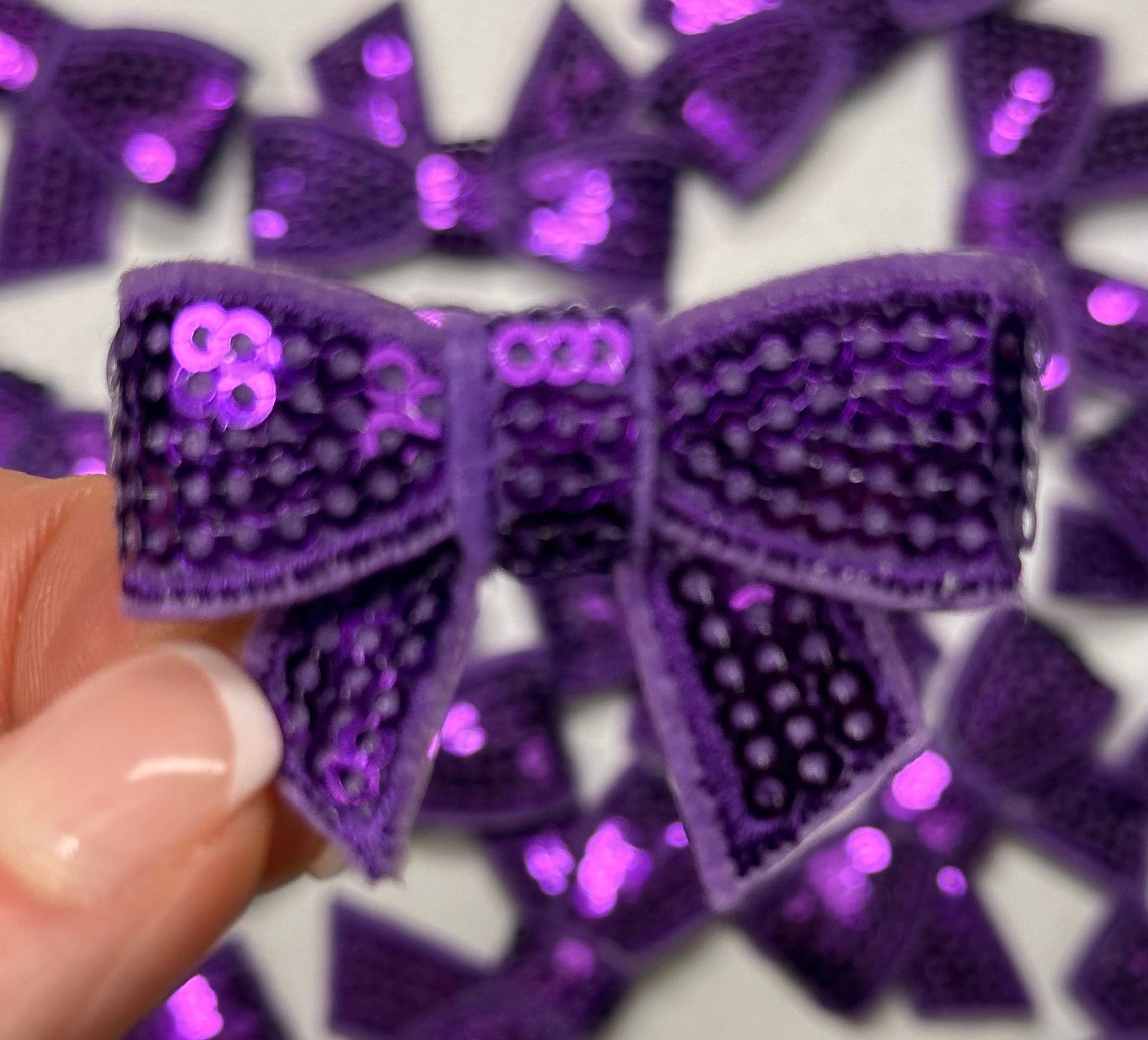 Aloe and Milk Boutique - Wholesale Hat Accessory - Women's - Sequin Bow Mini Patch, sequin patch, bow patch, cheer patch13