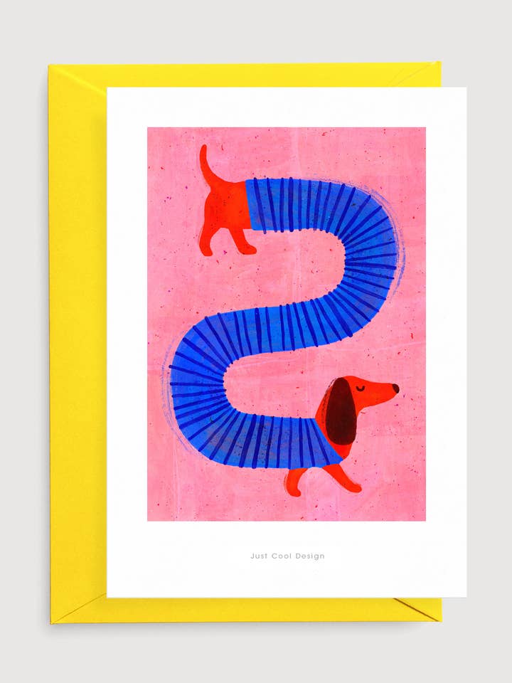 Carte teckel | Mini-impression d'art | Carte d'illustration pour la vente par Just Cool Design