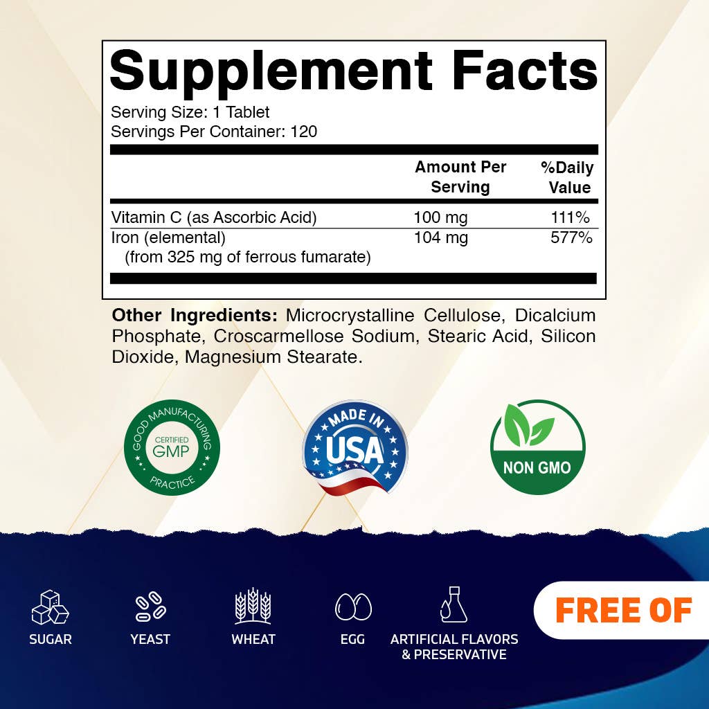 Vitamatic – wholesale Oral supplement/vitamin – Vitamatic Ferrous Fumarate 325 mg + Vit C 100 mg -120 tablet1