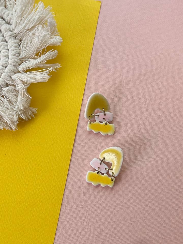 Alex in Faux Ceramic | Polymer Clay Earrings for wholesale by Easy Peasy Cutters