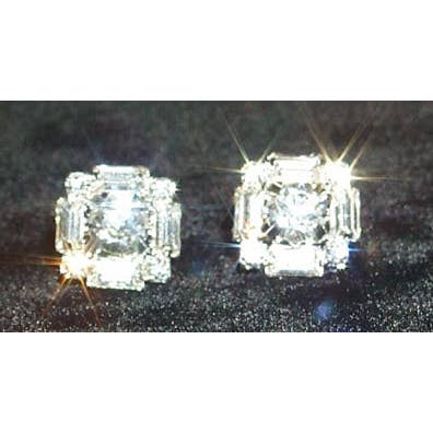 Square Baguette Earring #12245 for wholesale by Bridal Store Jewelry