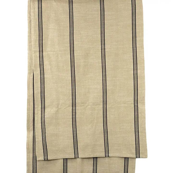 Cotton Black and Beige Striped Runner for wholesale by Mothology Home