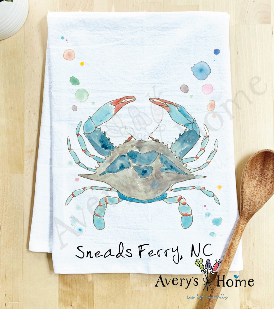 Avery's Home - Wholesale Tea Towel - Blue Crab Ocean Customizable Coastal Tea Towel75