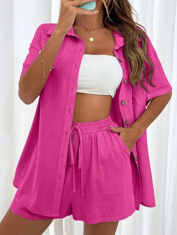 Sweetkama – wholesale Top & short set (NOT loungewear) – Women’s – Sweetkama Ladies Solid Color Top and Short Set Daily Set