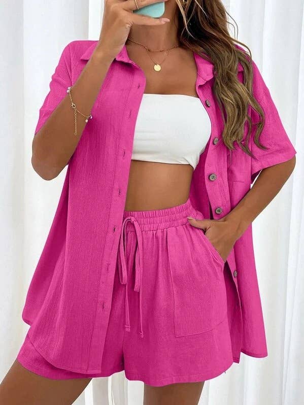 Sweetkama – wholesale Top & short set (NOT loungewear) – Women’s – Sweetkama Ladies Solid Color Top and Short Set Daily Set0