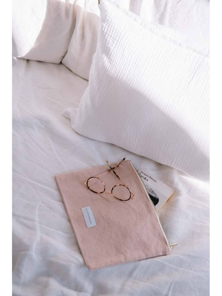 Große Tasche aus zartrosa Bio-Baumwollstoff für den Großhandel von Les Pensionnaires