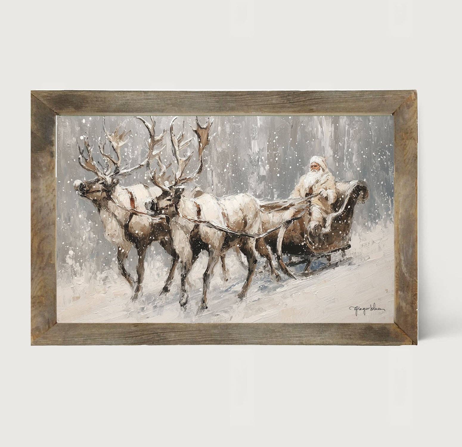 ginger blue - Wholesale Art Print - Sleigh Ride in Forest - Horizontal Frame2
