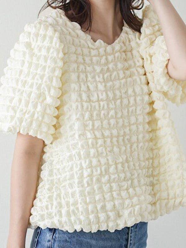 Miss Sparkling - Wholesale Blouse - Women's - Bubble textured round neck top