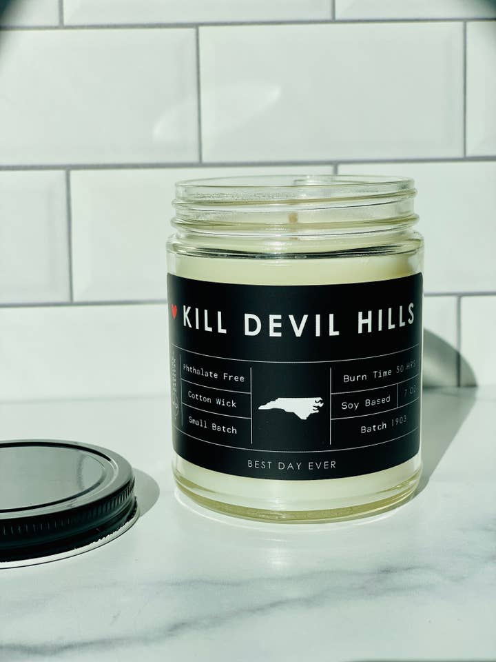 Kill Devil Hills, Outer Banks, NC Candle for wholesale by Rambling Caravan