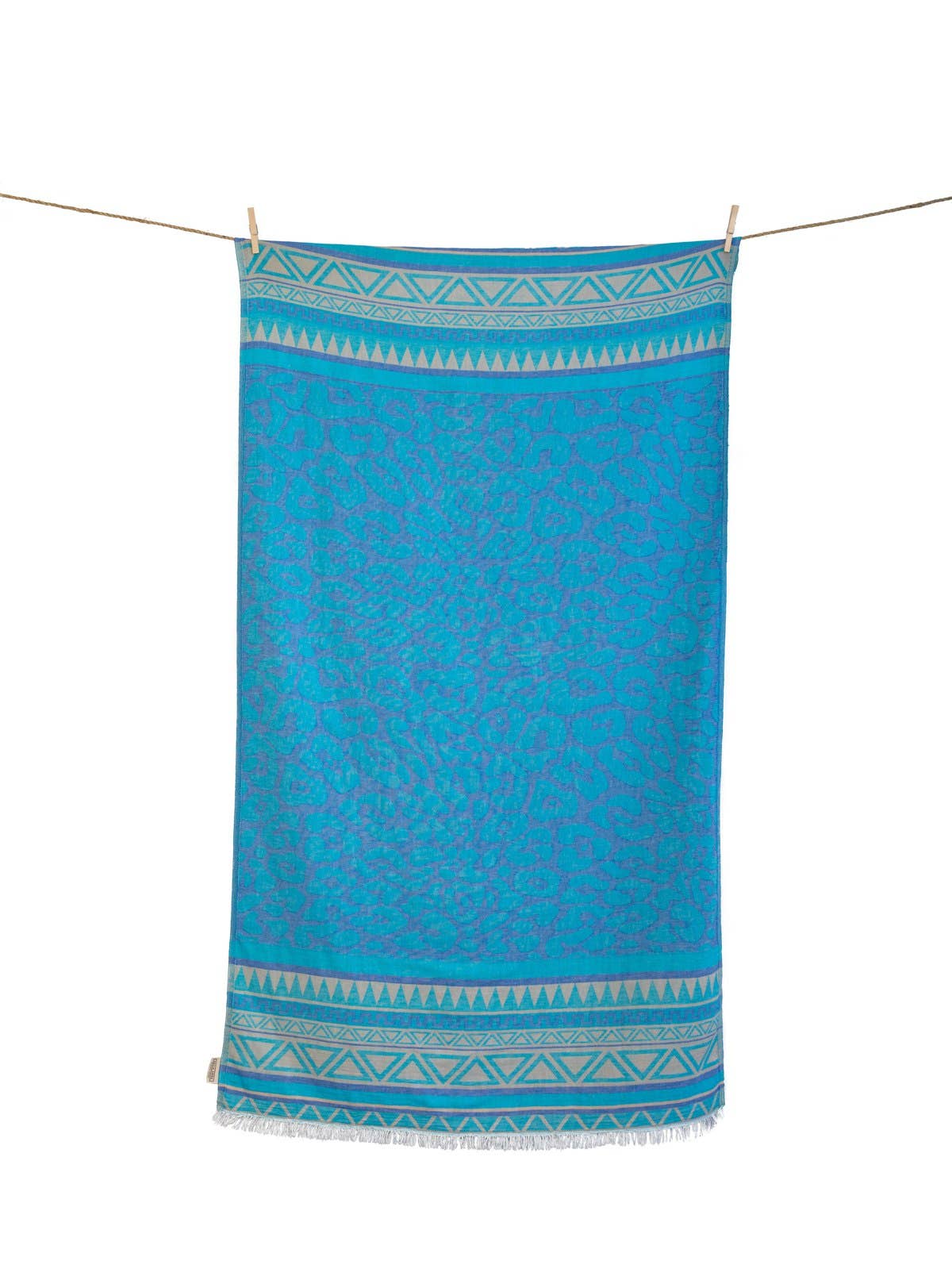AELIA ANNA - Vente Serviette de plage - Serviette de plage Keros Parliament bleu turquoise et beige