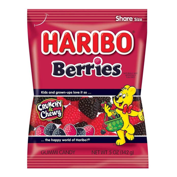 Haribo Share Size Berries 5oz 12 packs for wholesale by Snacky Candy