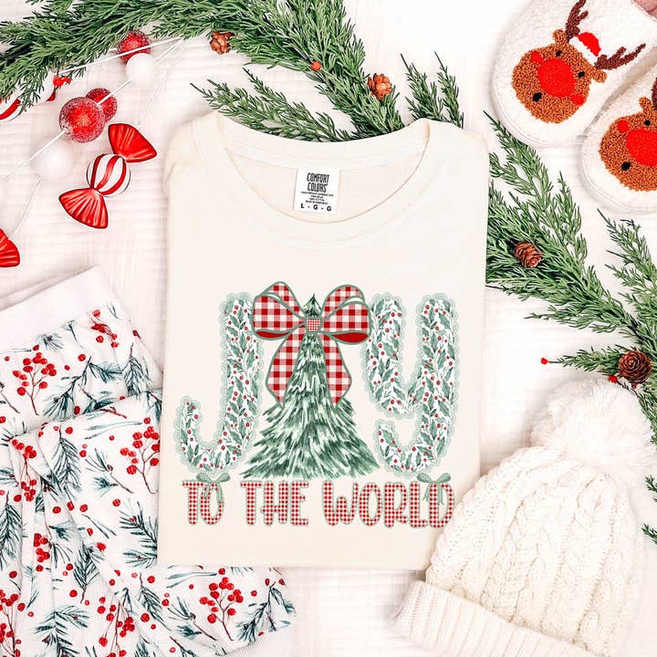 Joy To The World Holly Tee for wholesale by Trendy Tee Co.
