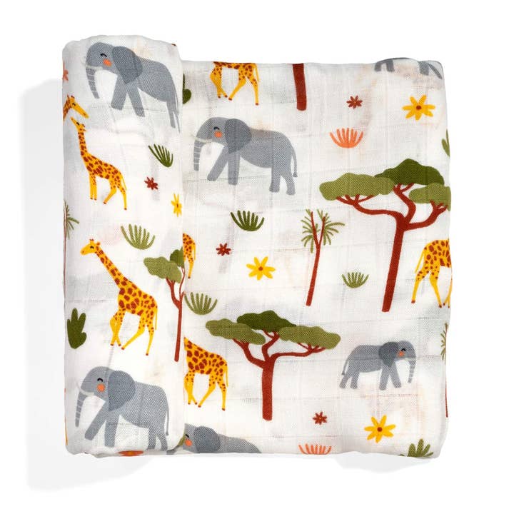 Bamboo Baby Swaddle - In The Savanna for wholesale by Rookie Humans