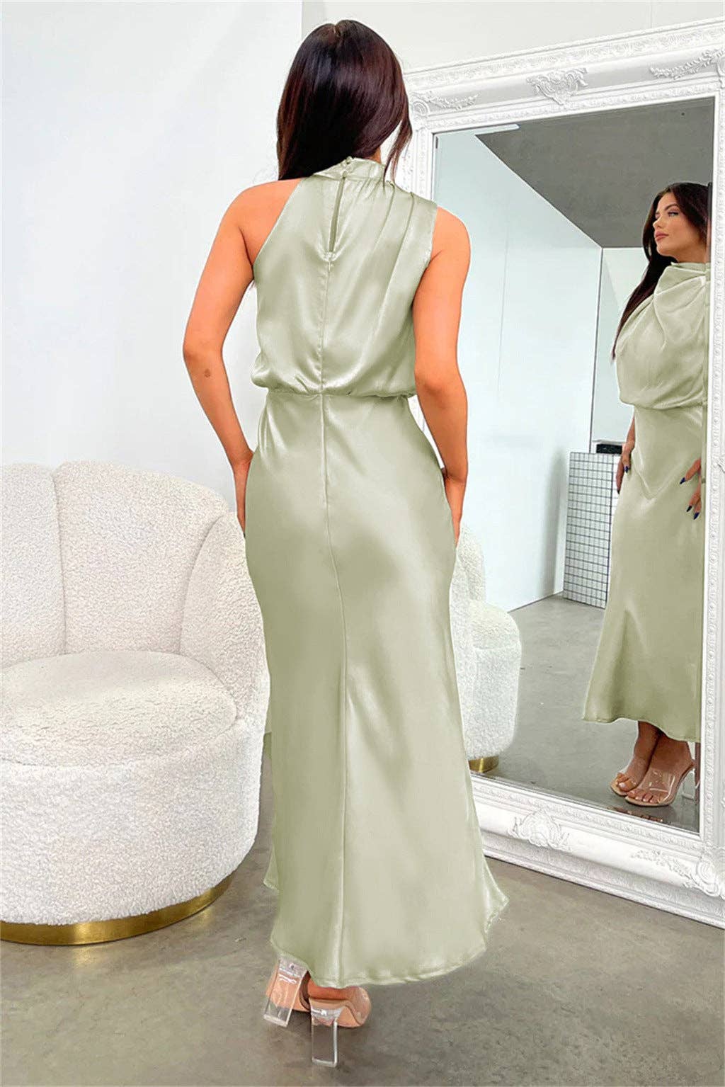 Sweetkama - Wholesale Dress - Women's - Ladies Eleganr Sleeveless Satin Midi Dress GQQT41