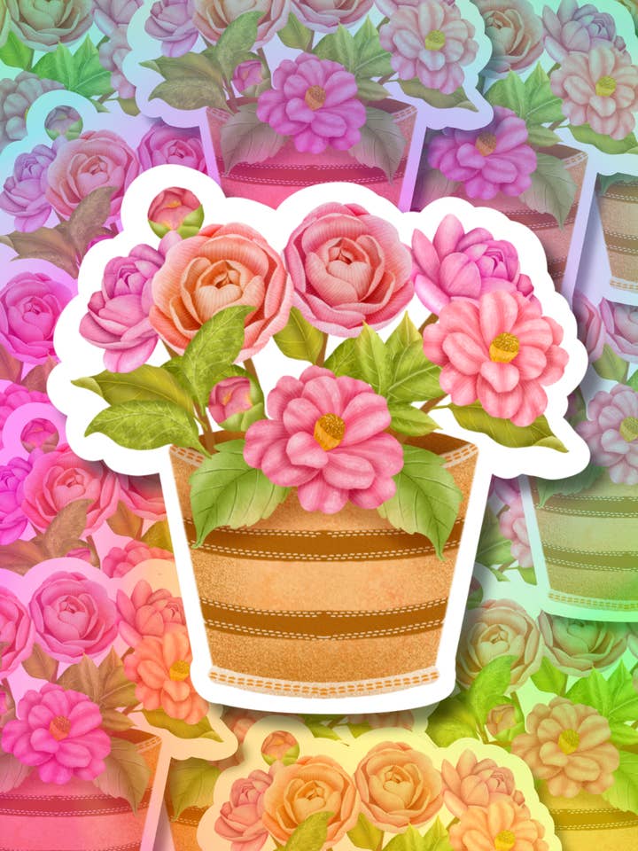 Sticker Vinyle Fleur Rose pour la vente par Hikaru Tara Art Arst & Craft Gift Shop