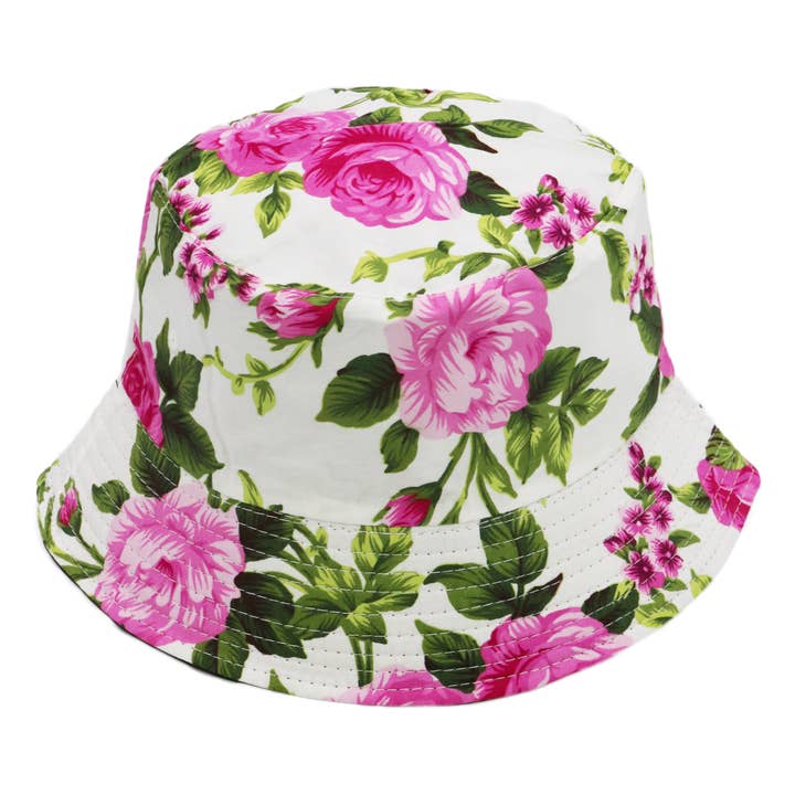 Cap Zone - Wholesale Bucket hat – Women's - Peony Floral Print Black Bottom Bucket Hat8