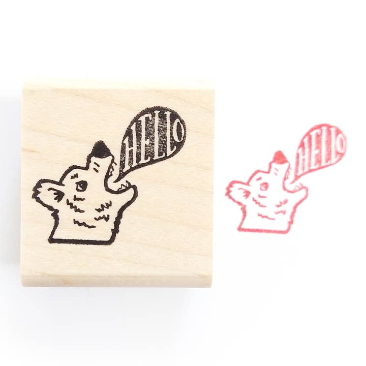 Hello Bear Stamp for wholesale by Peppercorn Paper
