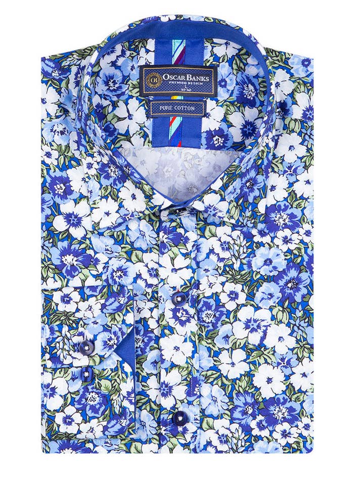 Blue Poppy Print with Matching Handkerchief for wholesale by Makrom