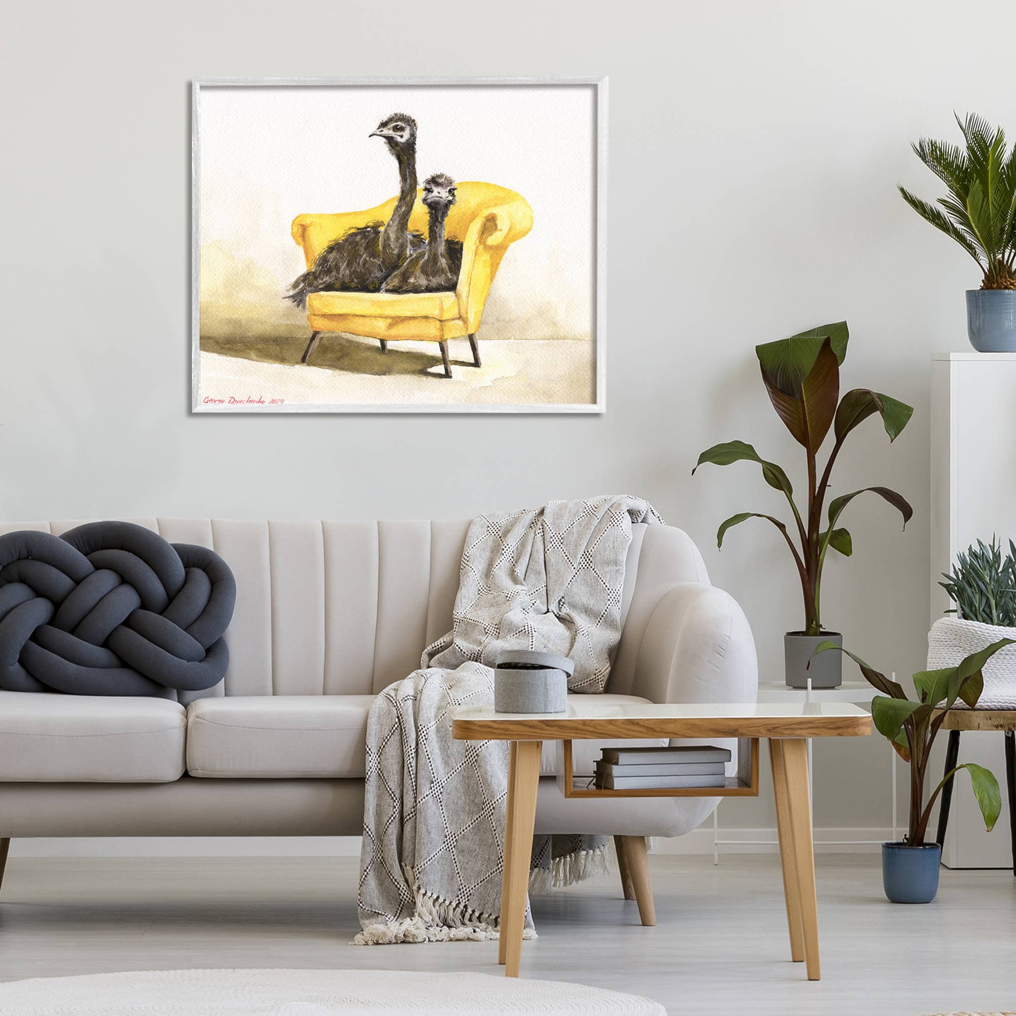 Stupell Industries - Wholesale Wall Sign - Funny Ostriches on Yellow Chair - Framed Wall Art6