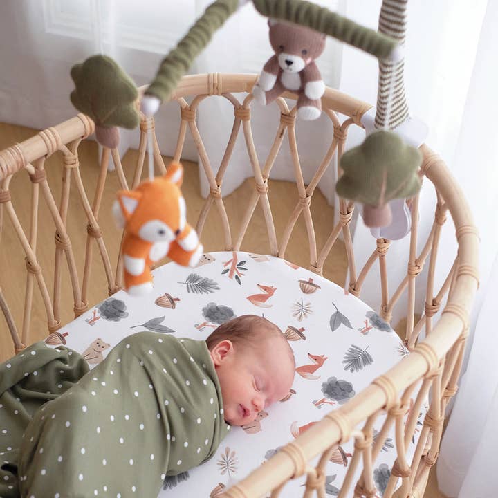 Living Textiles - Wholesale Swaddle set – Baby - Newborn Gift Set - Olive Spots2
