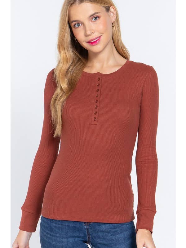 Vanilla Monkey - Wholesale Knit Top - Women's - Long Sleeve Henley Thermal Knit Top5