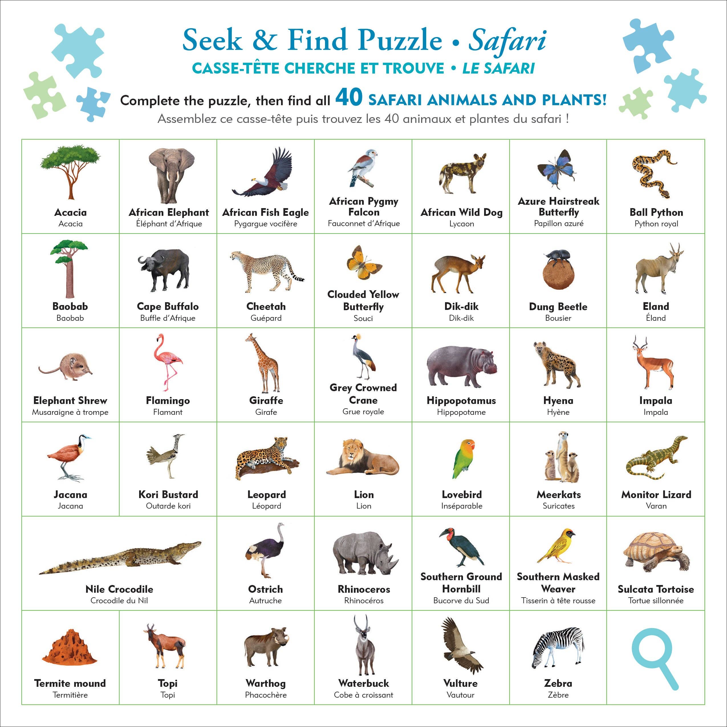 Peter Pauper Press - Wholesale Puzzle - Kids - Safari Seek & Find 100-Piece Jigsaw Puzzle2
