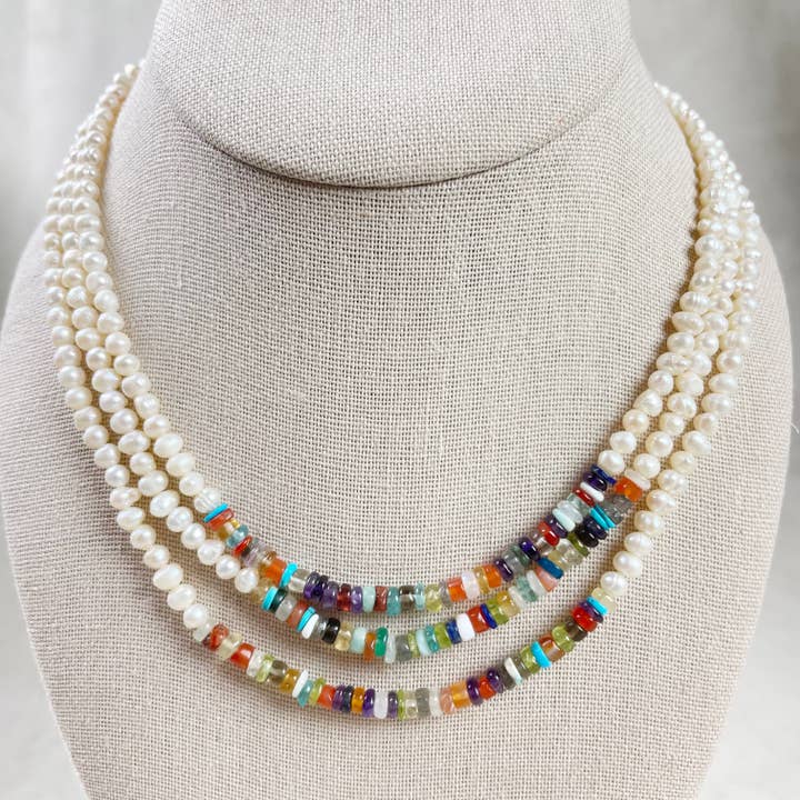 Ewelina Pas Jewelry - Wholesale Beaded/Pearl Necklace - Perla// Pearl Multi Gemstone Beaded Necklace12
