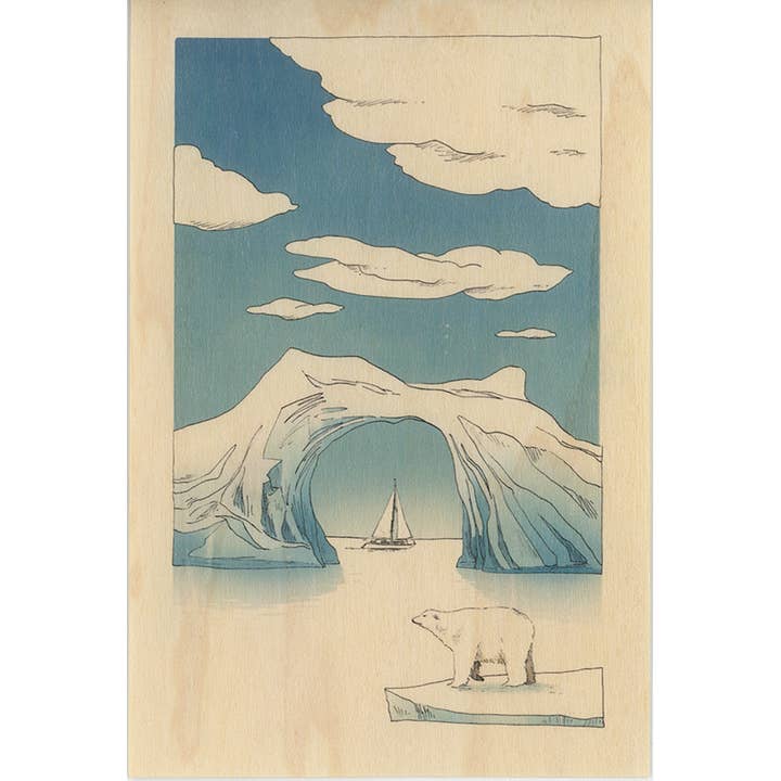 Wood Postcard Ride Polar for wholesale by Woodhi