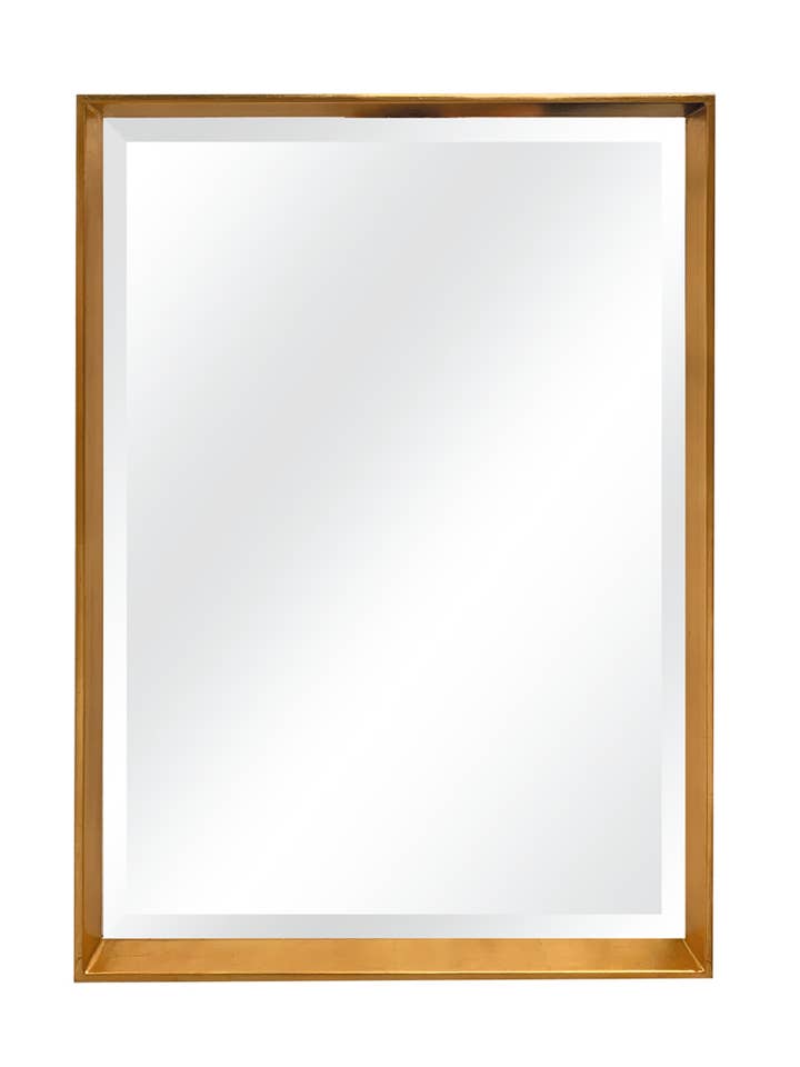 Mia Modern Brushed Gold Tray Frame Wall Mirror for wholesale by SBC Decor