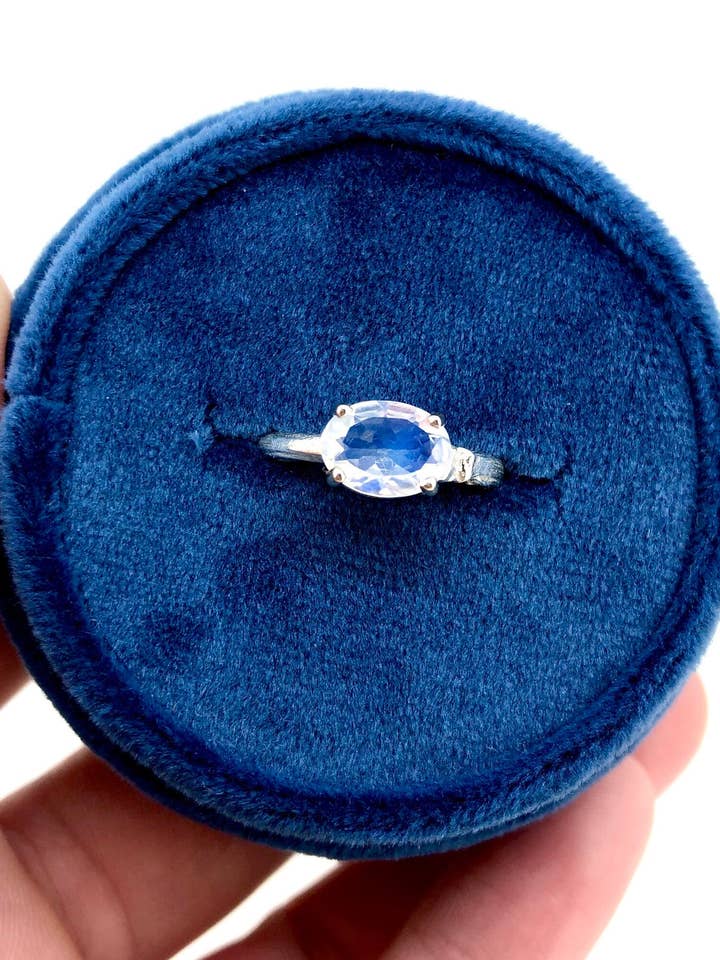 Rainbow Moonstone Twig Band Boho Ring for wholesale by Peaces of Indigo