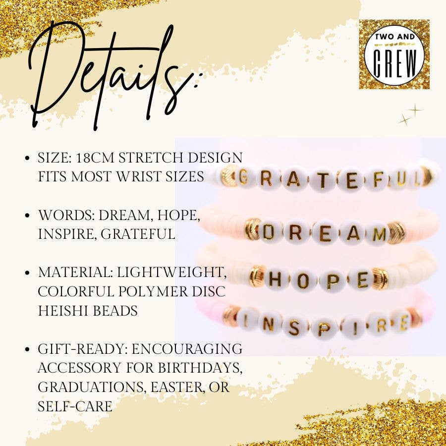 Two and Crew - Faith Based Jewelry & Gifts - Wholesale Beaded Bracelet - Inspirational Bracelet – Word Jewelry, Dream, Hope, Inspire5