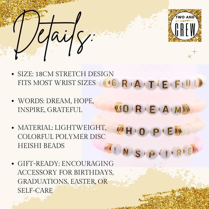 Two and Crew - Faith Based Jewelry & Gifts - Wholesale Beaded Bracelet - Inspirational Bracelet – Word Jewelry, Dream, Hope, Inspire5