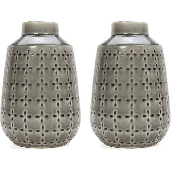 Hosley - Wholesale Vase - Hosley® Gray Ceramic Vase 7.2in H Set of 2