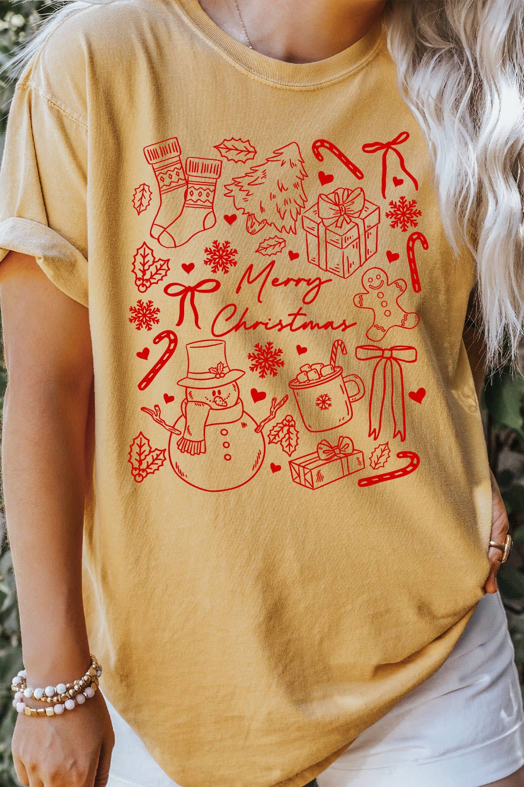 Kissed Apparel - Wholesale Screen Printed T-Shirt - Women's - Merry Christmas Holiday Comfort Colors Tee 5