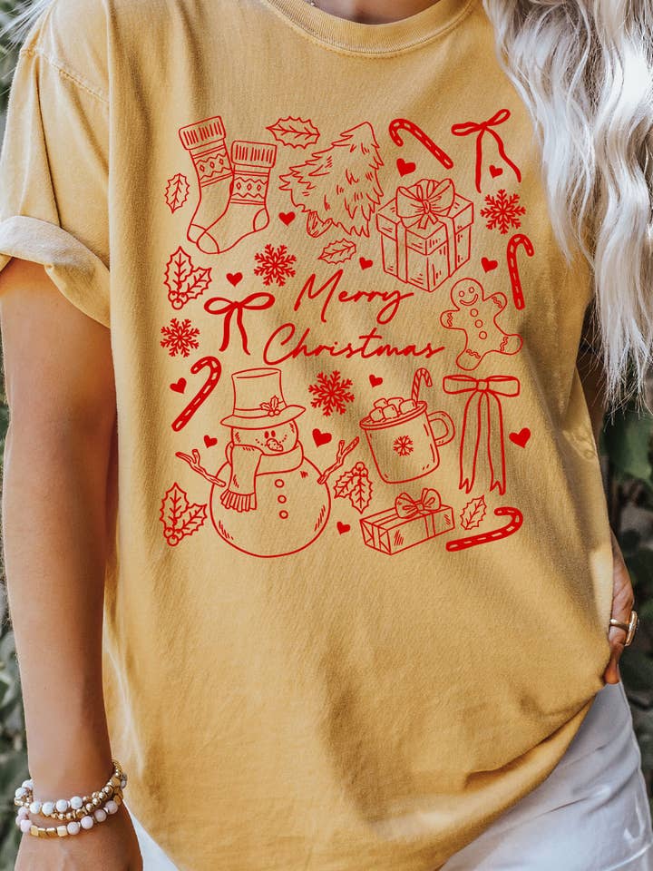 Kissed Apparel - Wholesale Screen Printed T-Shirt - Women's - Merry Christmas Holiday Comfort Colors Tee 5