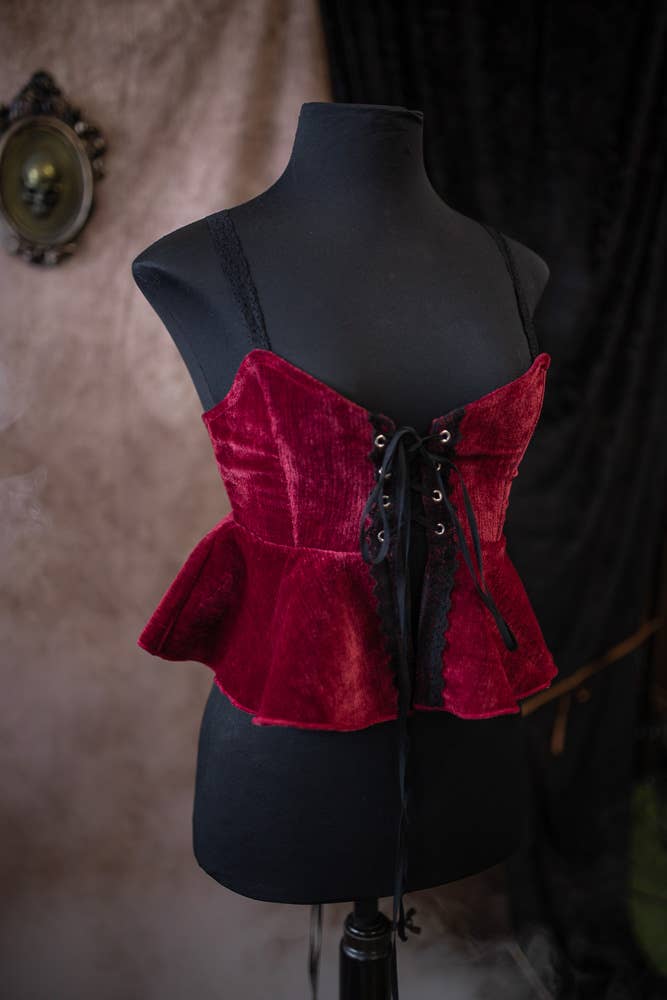 Costurero Real - Wholesale Costume - Women's - Red Velvet Corset bodice, Tapestry Victorian Gothic vampire1