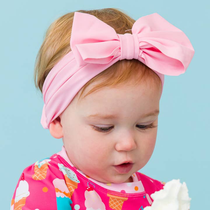 RuffleButts + RuggedButts - Wholesale Fashion Headband - Kids - Girls Pink Swim + Active Bow Headband
0