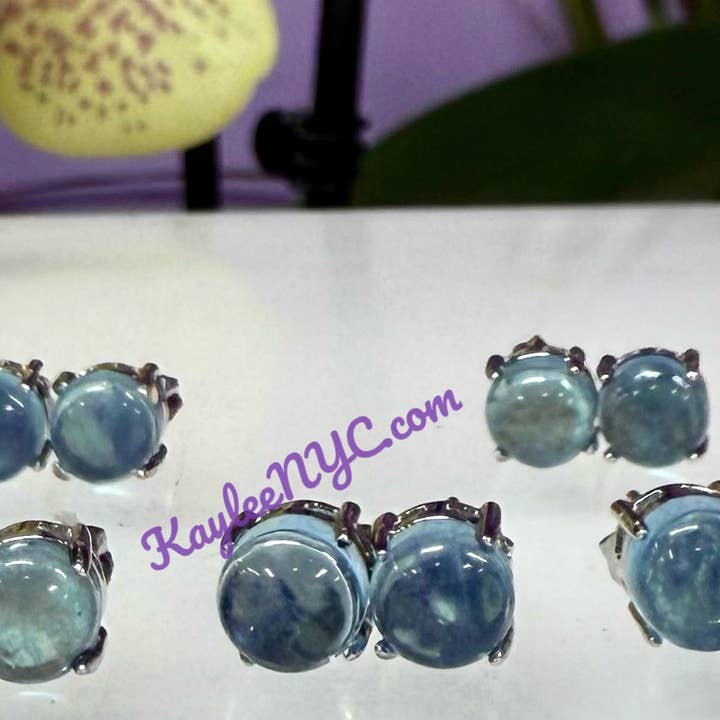 KayleeNYC - Wholesale Stud/post earrings - Natural Aquamarine sterling Silver(925) Earring Studs 7mm2