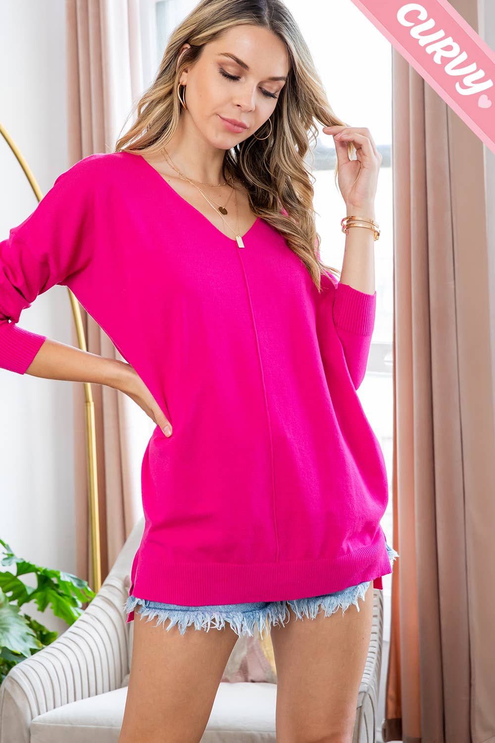 Sweet Lovely by Jen - Wholesale Tunic Sweater - Women's - PLUS SIZE  COZY KNIT SWEATER49