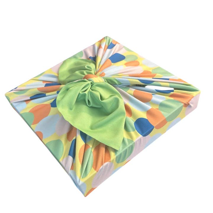 Shiki Wrap - Wholesale Flat Wrap - Set of 3 (S, L, XL) Reusable Cloth Furoshiki Gift Wrap | Polka Dot & Deep Blue3