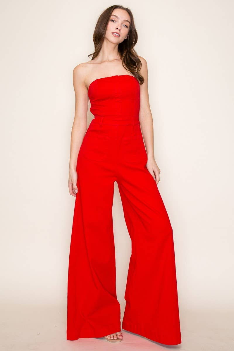 WISTERIA LANE – Engroshandel Jumpsuit - Dame – Off-shoulder jumpsuit med vidde ben i lime denim9