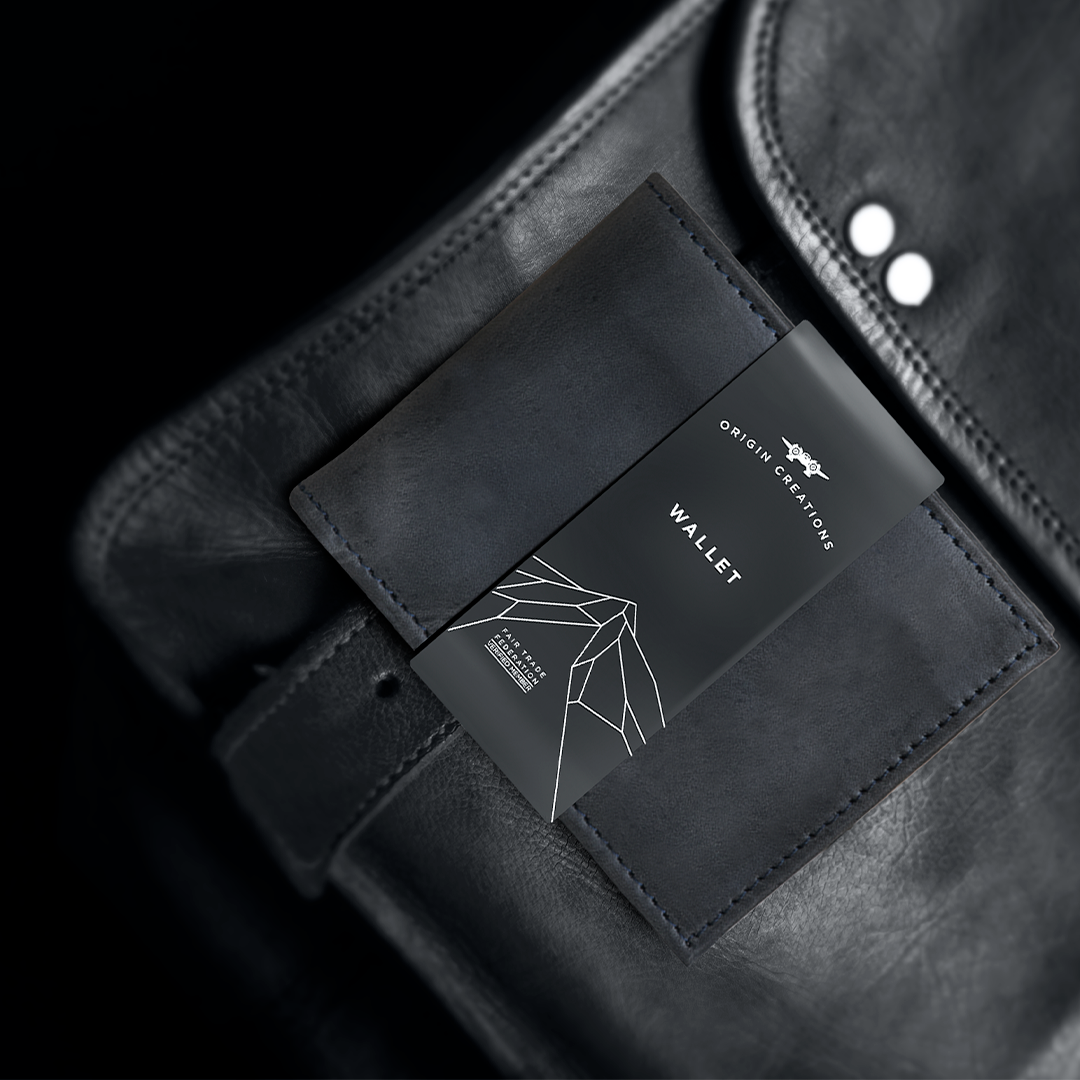 Twin Engine Coffee - Wholesale Wallet - Men's - BIFOLD Leather Wallet  Electric Black  /  Fair Trade Artisan8