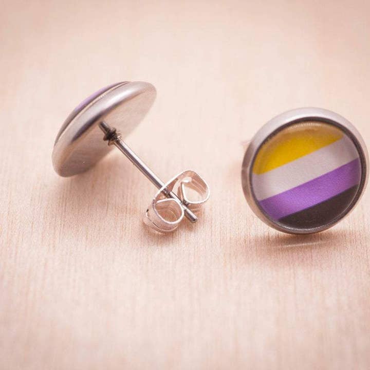 Crafty Queer Studio - Wholesale Stud/Post Earrings - Non-binary flag pride LGBTQ+ earrings - stud or dangle3