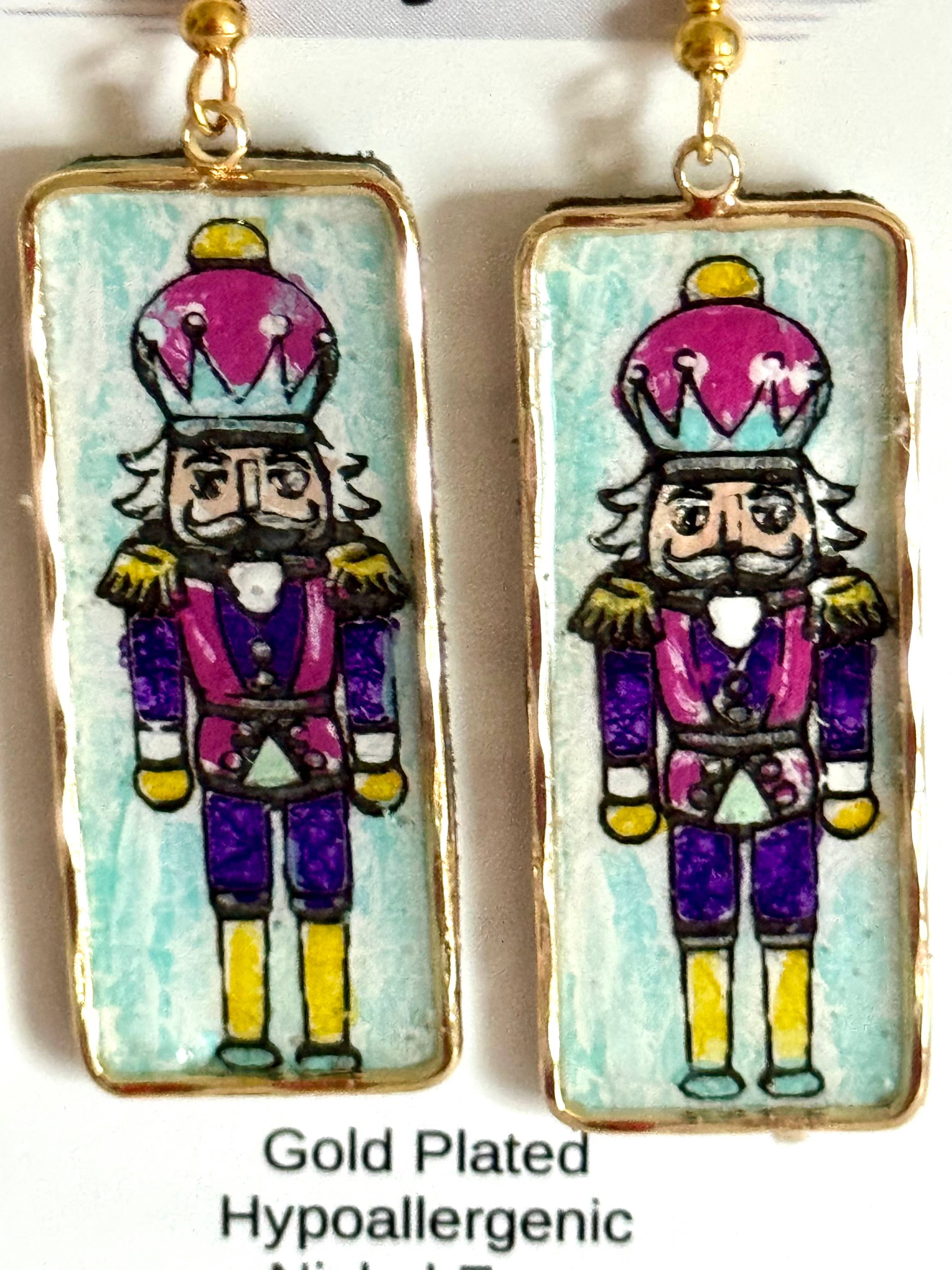 Chosen – Brincos de argola por atacado – Coleção de Brincos de Couro Pintados à Mão Quebra-Nozes0